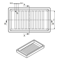 Náhradní díl pro HAAS+SOHN - LUŽ mini,dělené sklo- Rošt malý (260x152) / černá