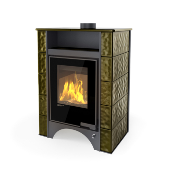 Kachlová kamna AQUAFLAM VARIO ® PERU 11kW, kachle zelená (teplovzdušná verze)
