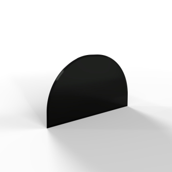 Sklo pod kamna - FLAMINGO Oblouk 700x450 mm, černé, fazeta / R350 / 6 mm