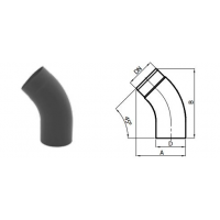 Karl Koleno tažené 45°/ 130mm (síla 2mm) - černá