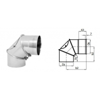 Karl Koleno regulované s čistícím otvorem 90°/ 150mm ( síla 1mm) - nerez