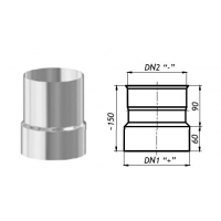 Karl Redukce kouřovodů v zapojení po kouři 200mm / 150mm (síla 1mm) - nerez