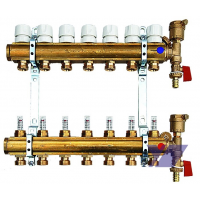 Rozdělovač BIANCHI C351-11 pro podlahové vytápění, mosazný - 604mm