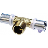 Lisovací T-kus s vnějším závitem pro vícevrstvé trubky Pex-al-pex COMISA 16 x 1/2mm