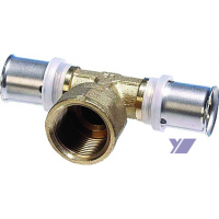 Lisovací T-kus s vnitřním závitem pro vícevrstvé trubky Pex-al-pex COMISA 26 x 3/4mm